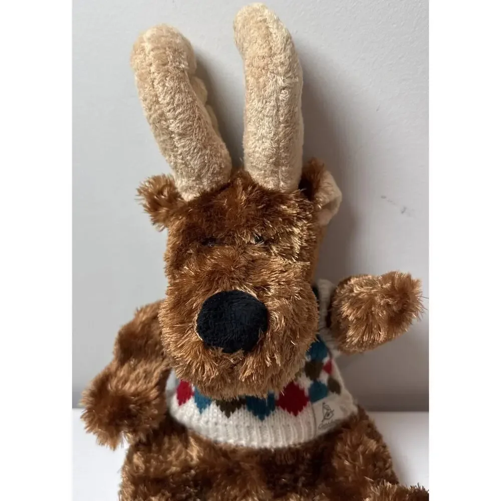Caribou Coffee 2012 Plush Reindeer Moose Stuffed Animal Argyle Sweater 11”